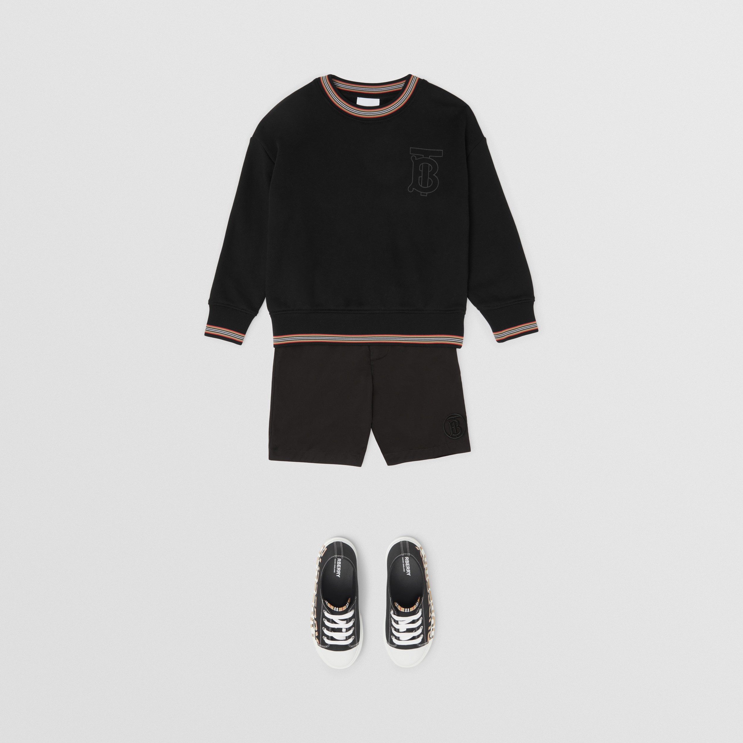 Monogram Motif Cotton Sweatshirt in Black | Burberry® Official - 4