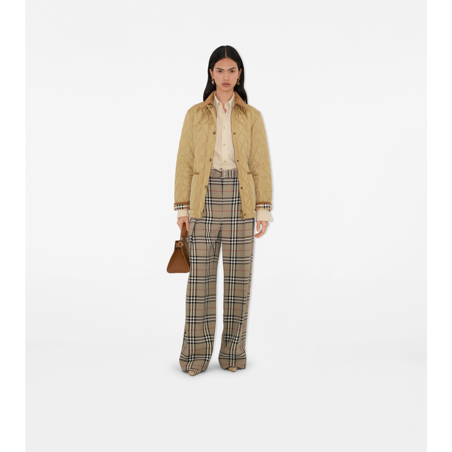 Quilted Nylon Jacket in Flax - Women | Burberry® Official