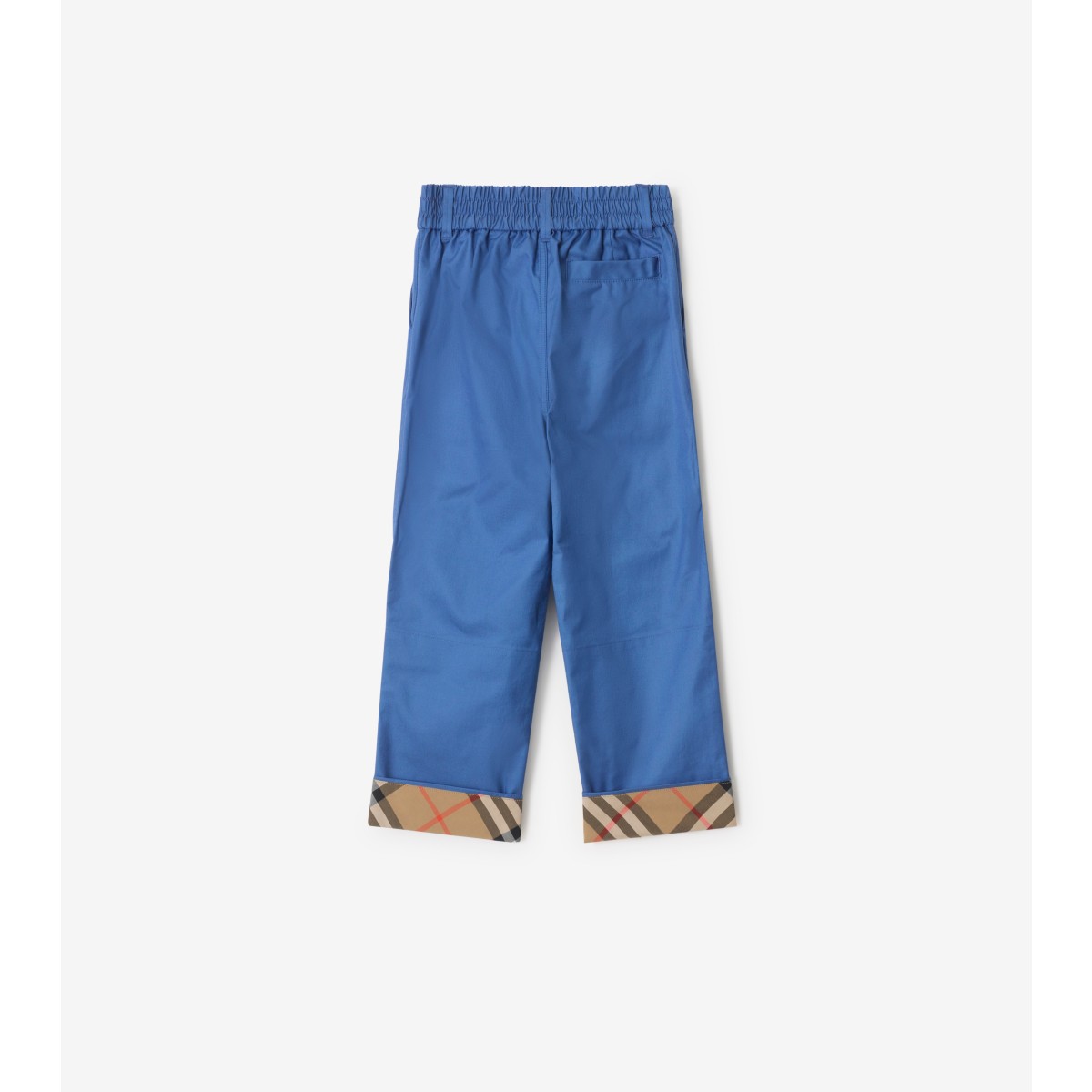  Check Turn-up Cotton Trousers
