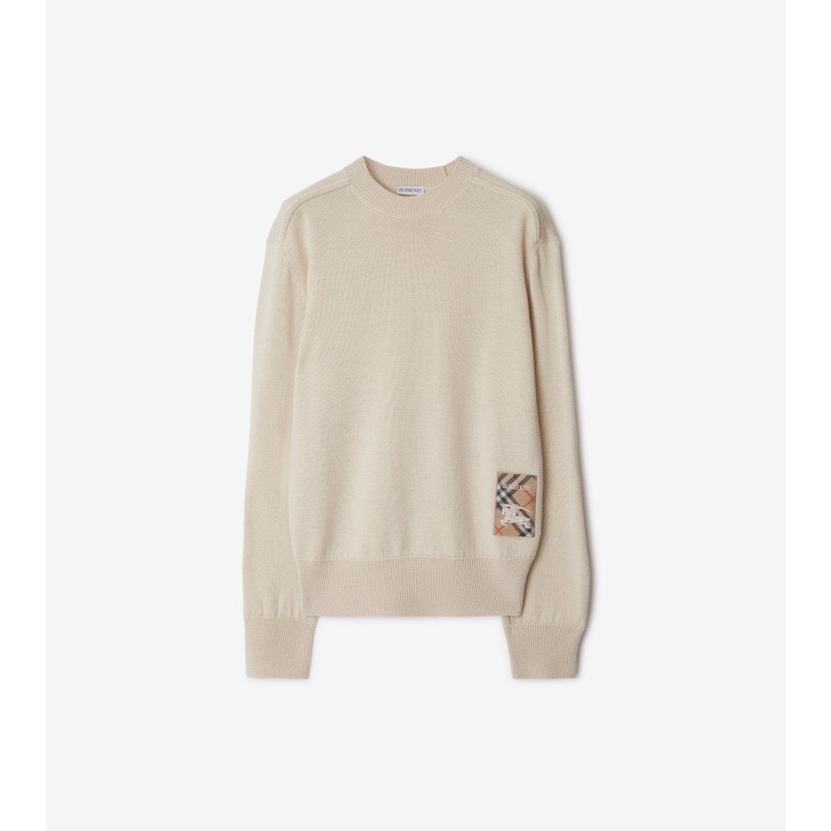 Burberry Checkered Design Wool Jumper For Women In Nutmeg