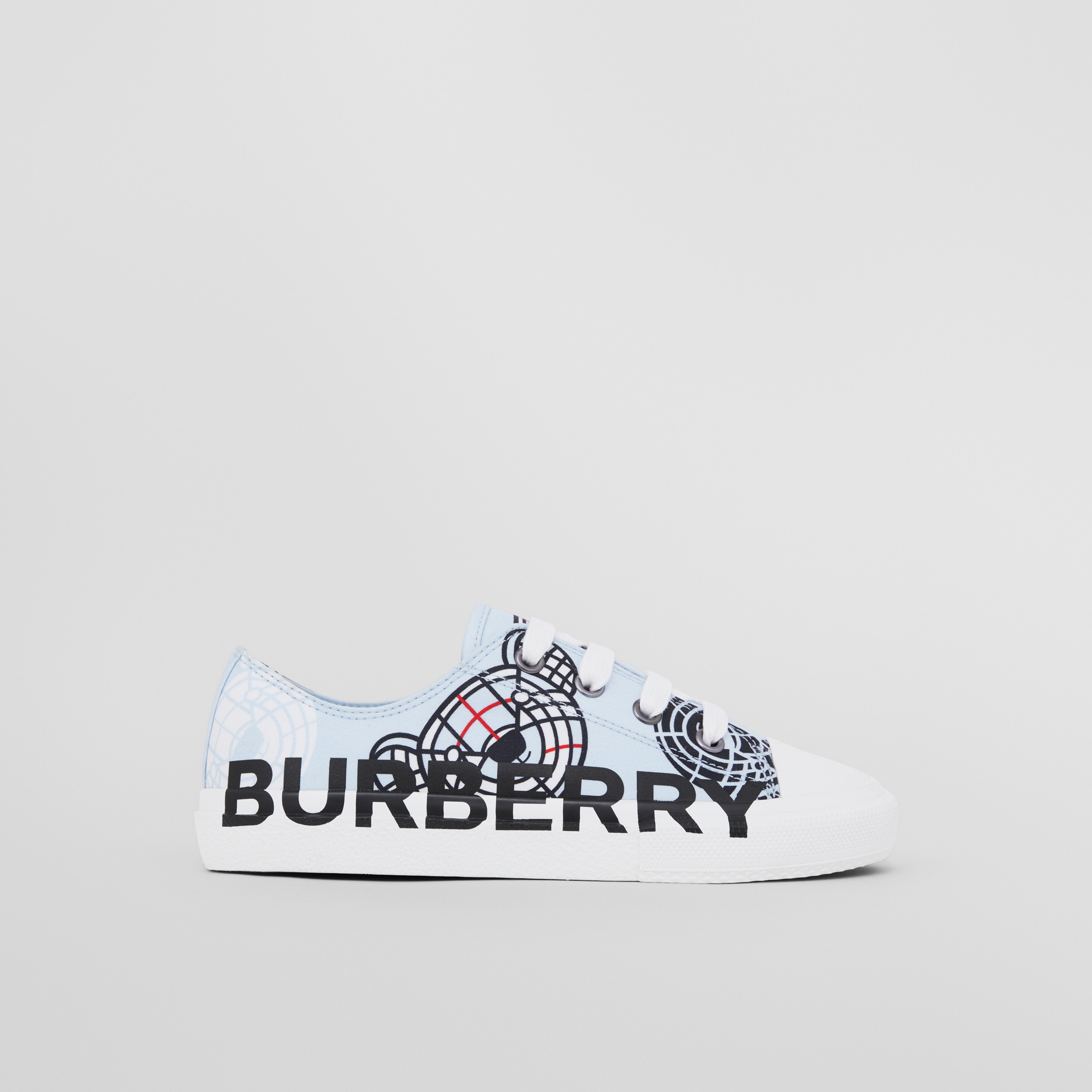 Montage Print Cotton Gabardine Sneakers in Pale Blue - Children | Burberry® Official - 4