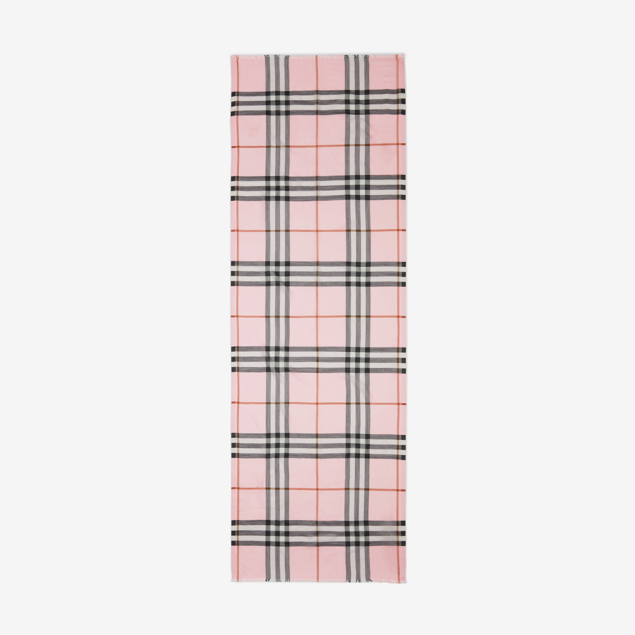 Echarpe leve de lã e seda Check (Rosa Chiclete Claro) | Burberry® oficial - 4