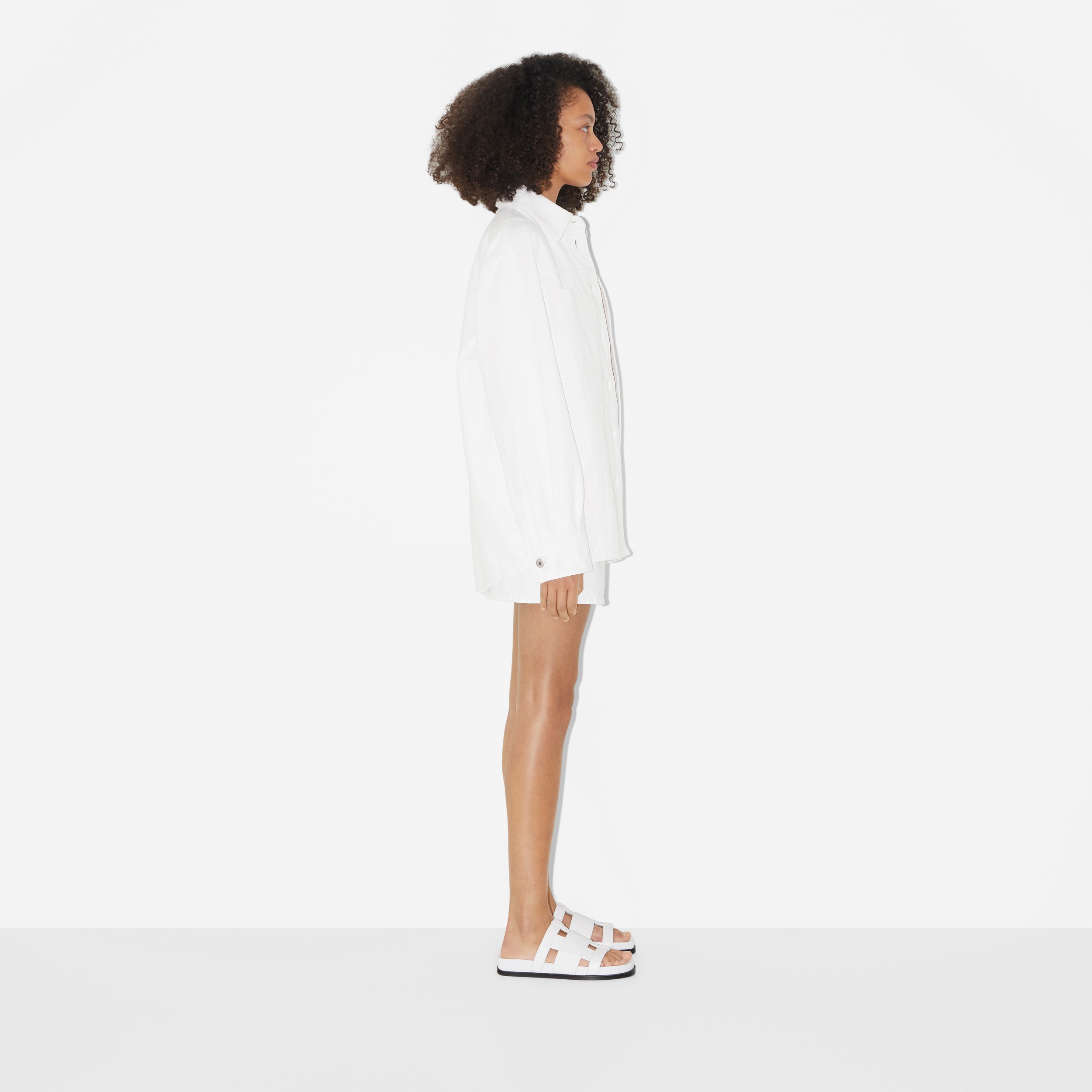 Denim Overshirt in White - Women | Burberry® Official - 3