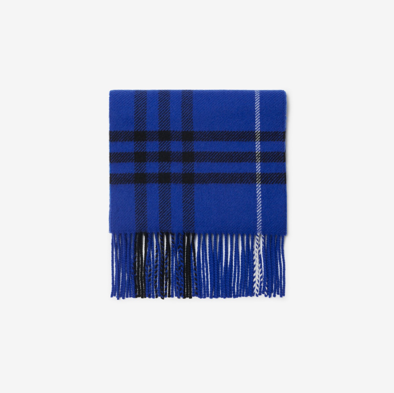 格纹羊毛羊绒混纺围巾 (骑士蓝) | Burberry® 博柏利官网