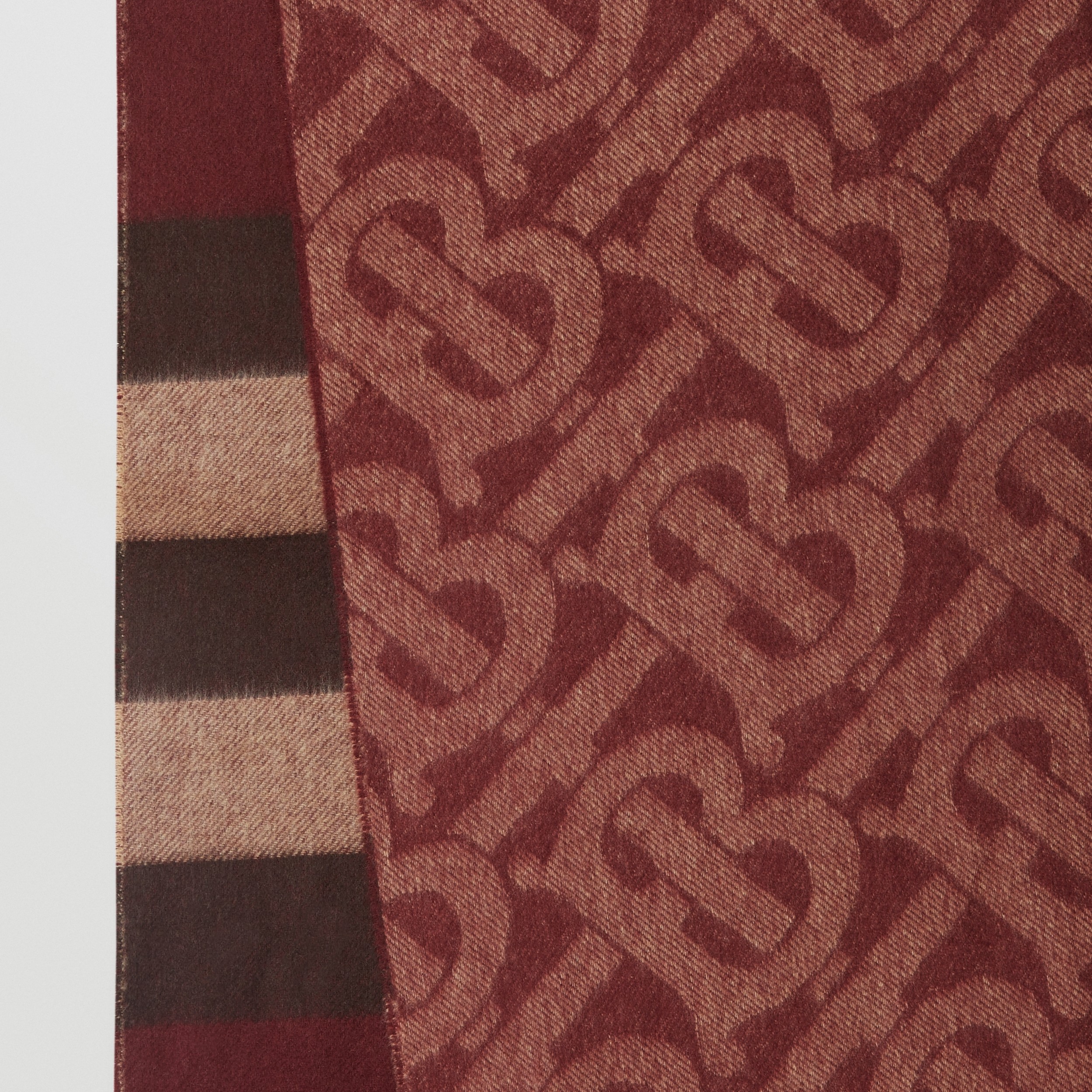 Reversible Check and Monogram Cashmere Scarf in Burgundy | Burberry ...