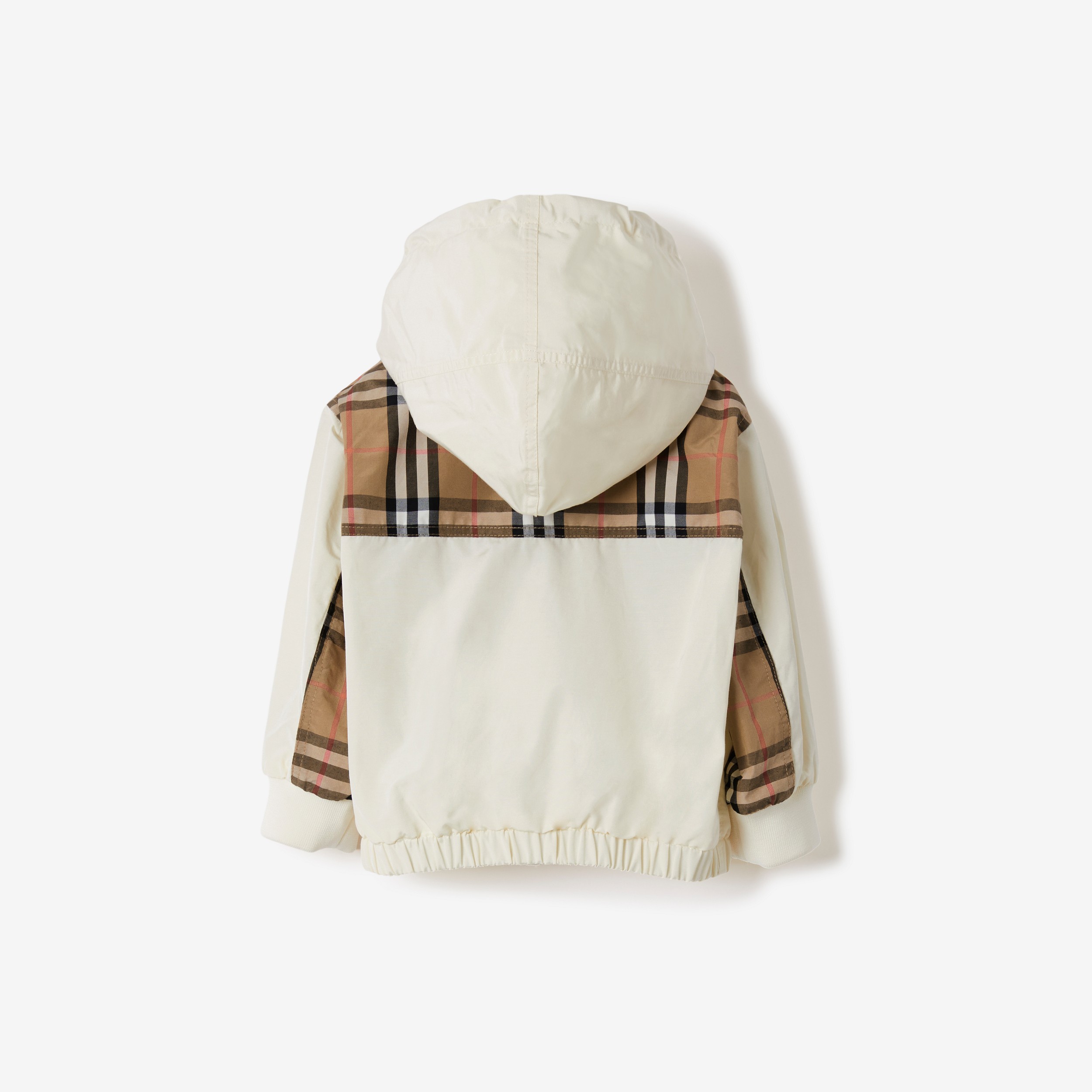 Check Panel Cotton Blend Hooded Jacket in Pale Cream - Children | Burberry® Official - 2