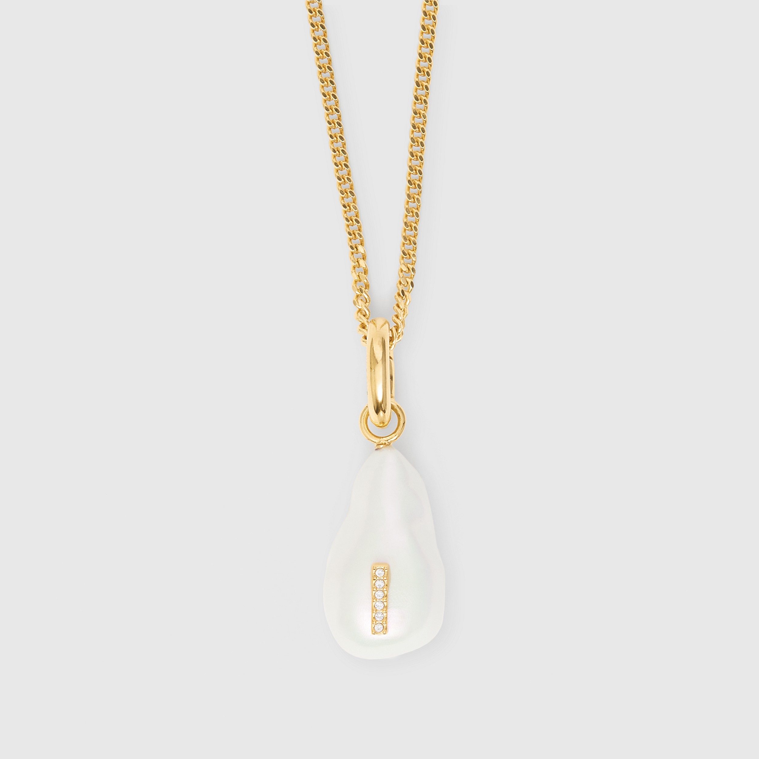 Dije de letra I con perla de resina y cristales - Solo en línea (Dorado Claro/madreperla) - Mujer | Burberry® oficial - 4