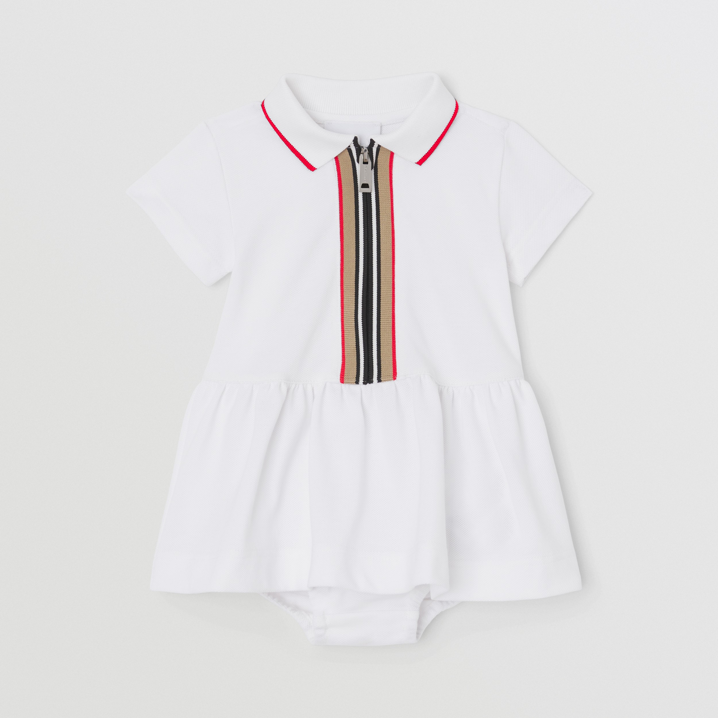 Icon Stripe Detail Cotton Dress with Bloomers in White - Children | Burberry® Official - 1