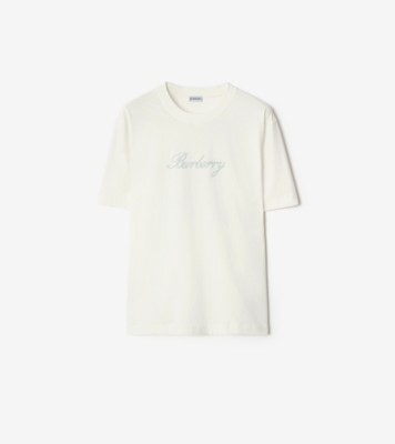 Rain or Shine Cotton T-shirt in Chalk white - Men | Burberry® Official