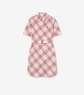 Check Cotton Shirt Dress in Aubergine purple - Women | Burberry® Official