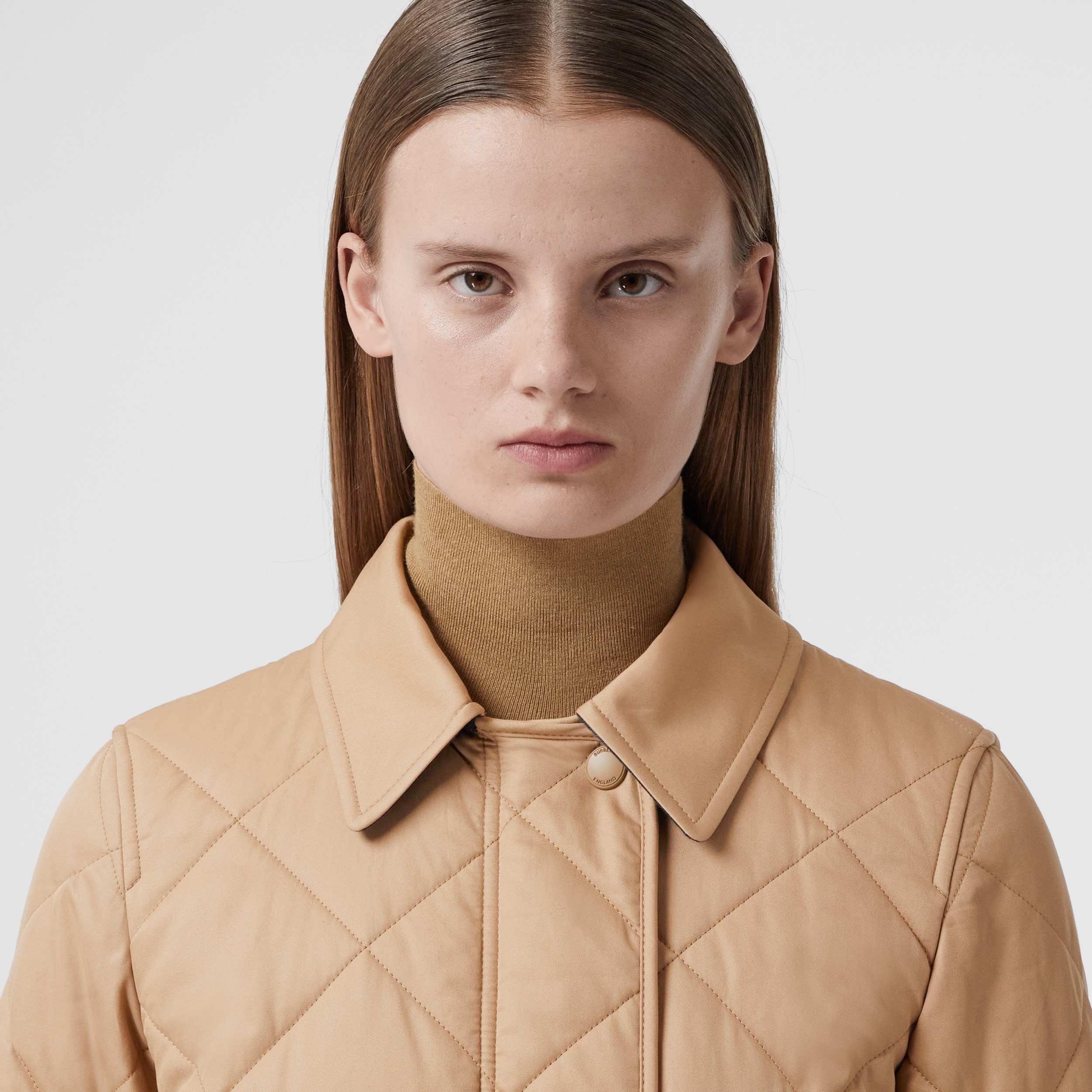 Diamond Quilted Cotton Gabardine Jacket in Camel - Women | Burberry® Official - 2