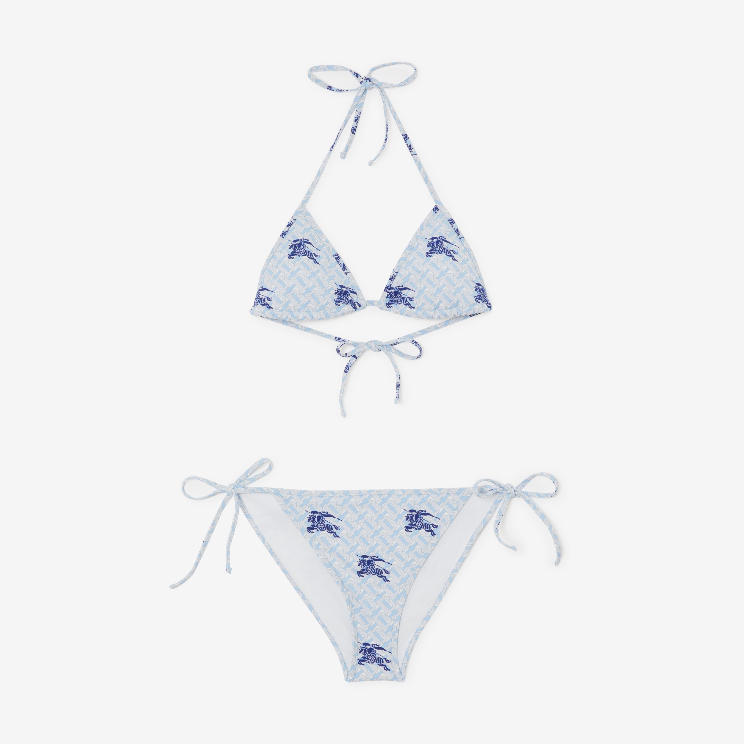 EKD Monogram Stretch Nylon Triangle Bikini in Navy - Women | Burberry® Official - 1