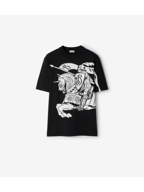 Shop Burberry Ekd Cotton T-shirt In Black