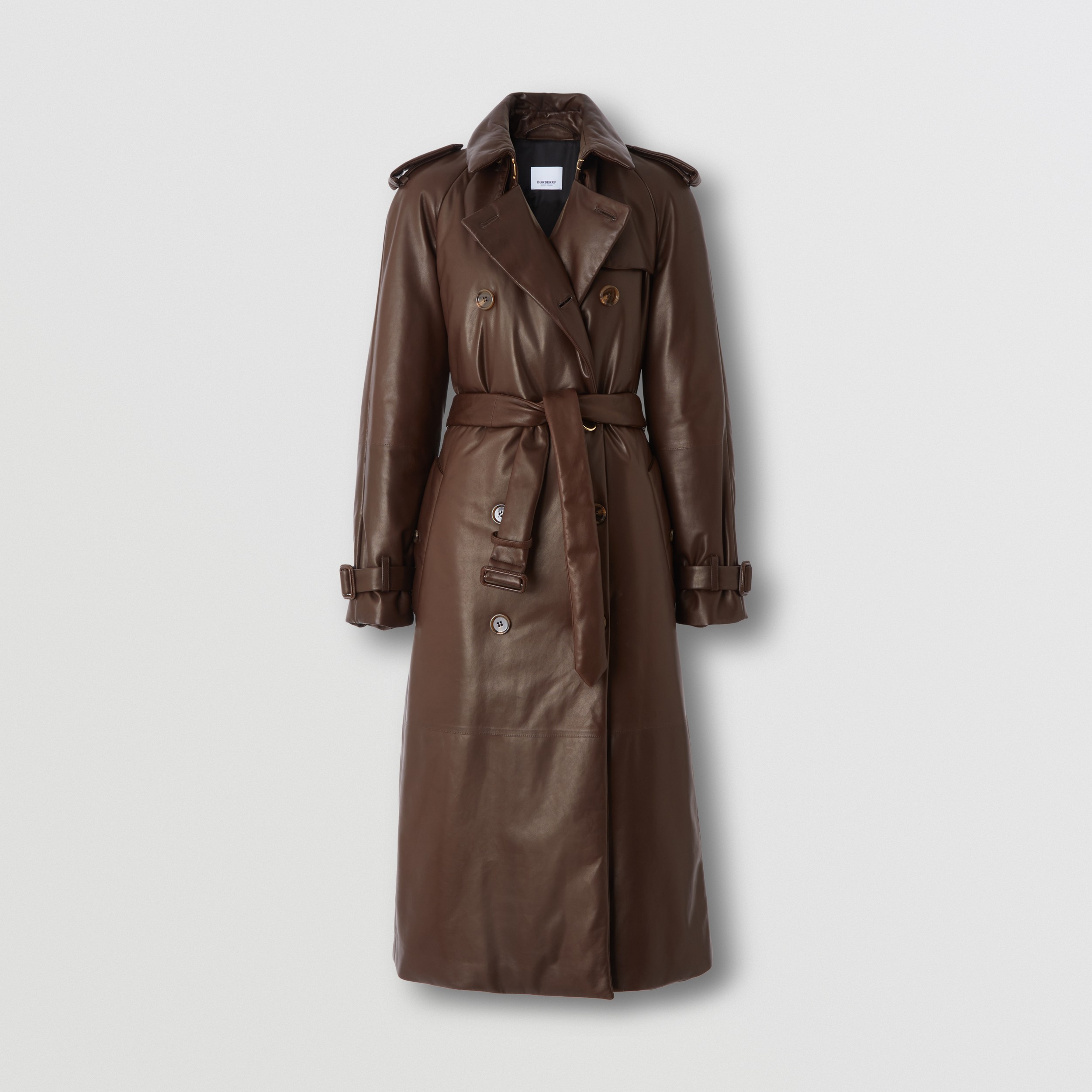 Plongé Lambskin Long Waterloo Trench Coat in Dark Truffle Brown - Women | Burberry® Official - 4