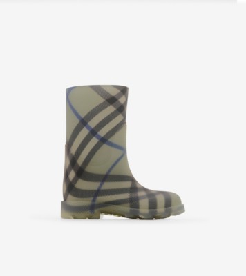 Check Rubber Marsh High Boots in Lichen Children Burberry Official