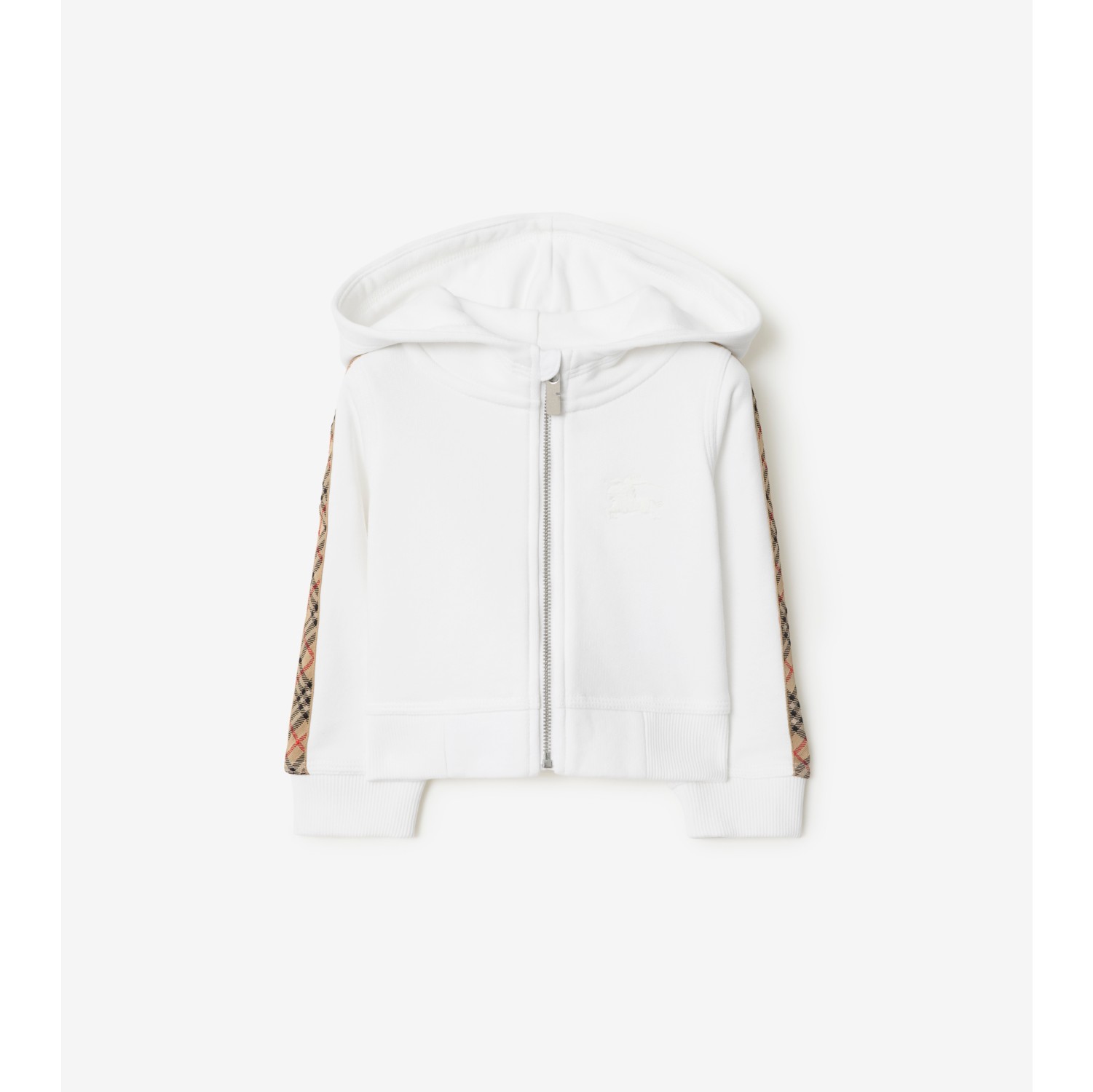 Hoodie zippé en coton avec Check