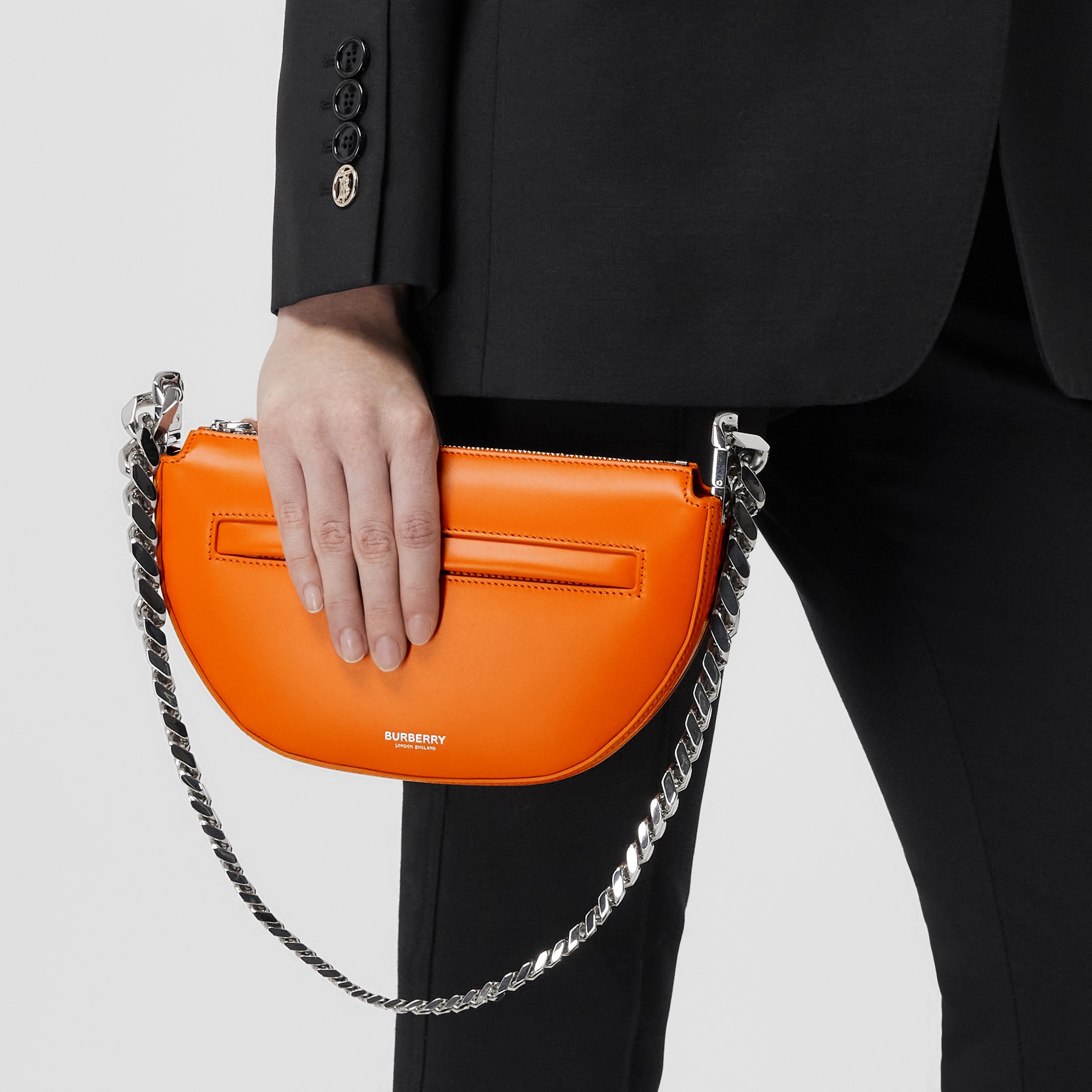 Mini Leather Zip Olympia Bag in Orange - Women | Burberry® Official - 3