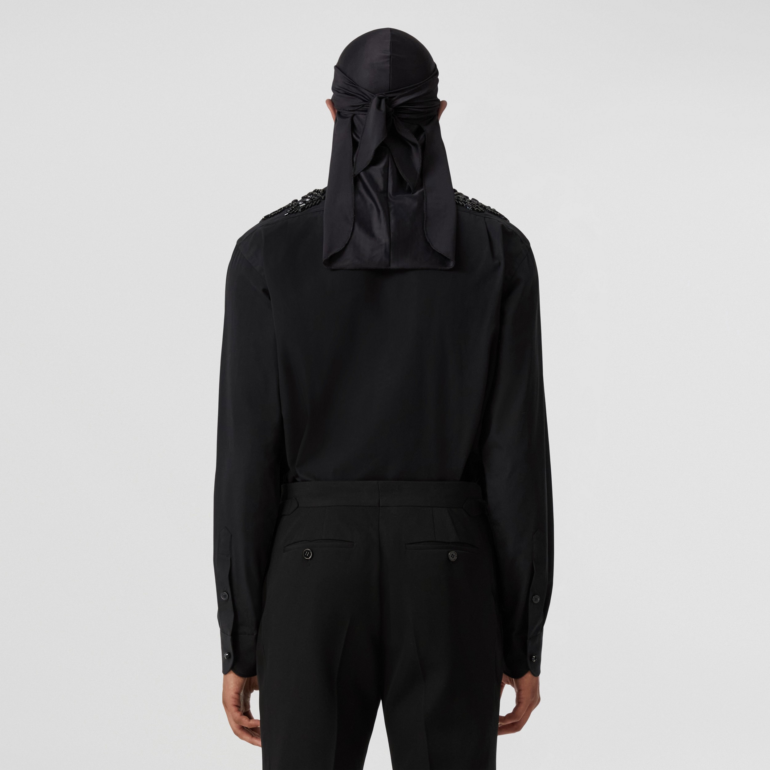 Camisa entallada en algodón con emblema de hojas de roble de cristal (Negro) - Hombre | Burberry® oficial - 3