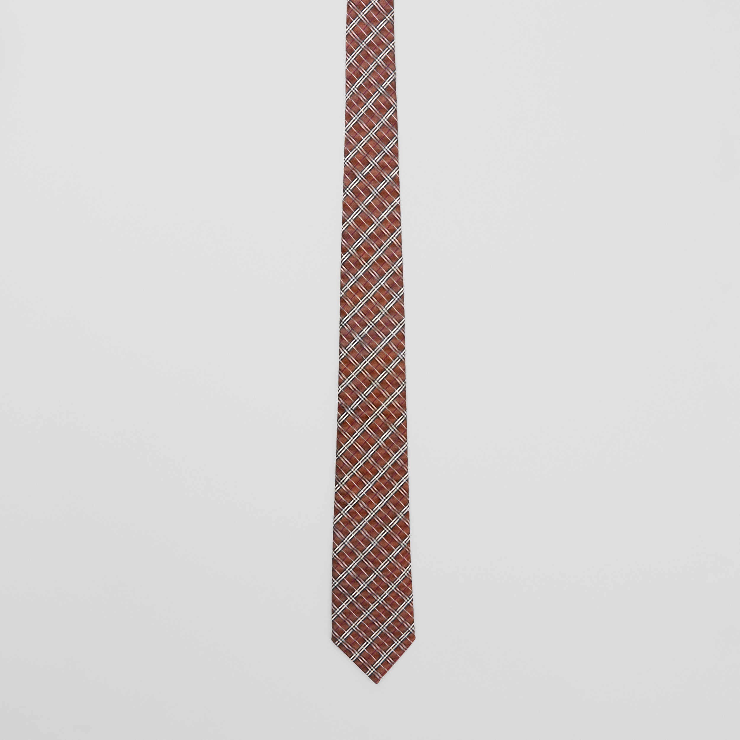 Gravata de seda com estampa xadrez micro e corte clássico (Marrom Bétula Escuro) - Homens | Burberry® oficial - 4