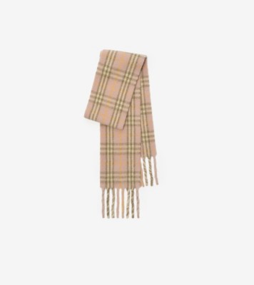Narrow Check Alpaca Wool Blend Scarf in Teacup pink | Burberry® Official