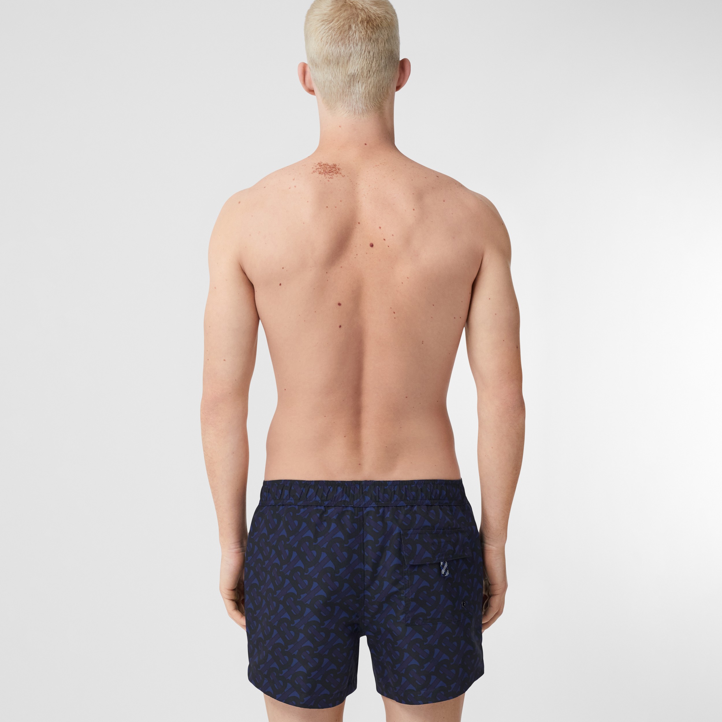 Mens Clothing Beachwear Burberry Synthetic Monogram Print Drawcord Swim Shorts in Blue for Men 