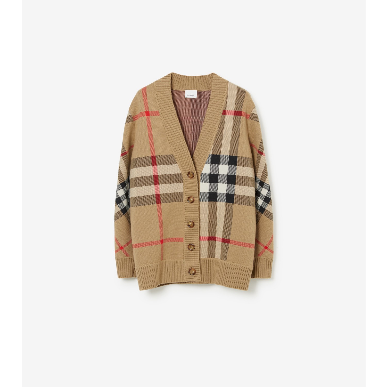 Check Wool Blend Cardigan