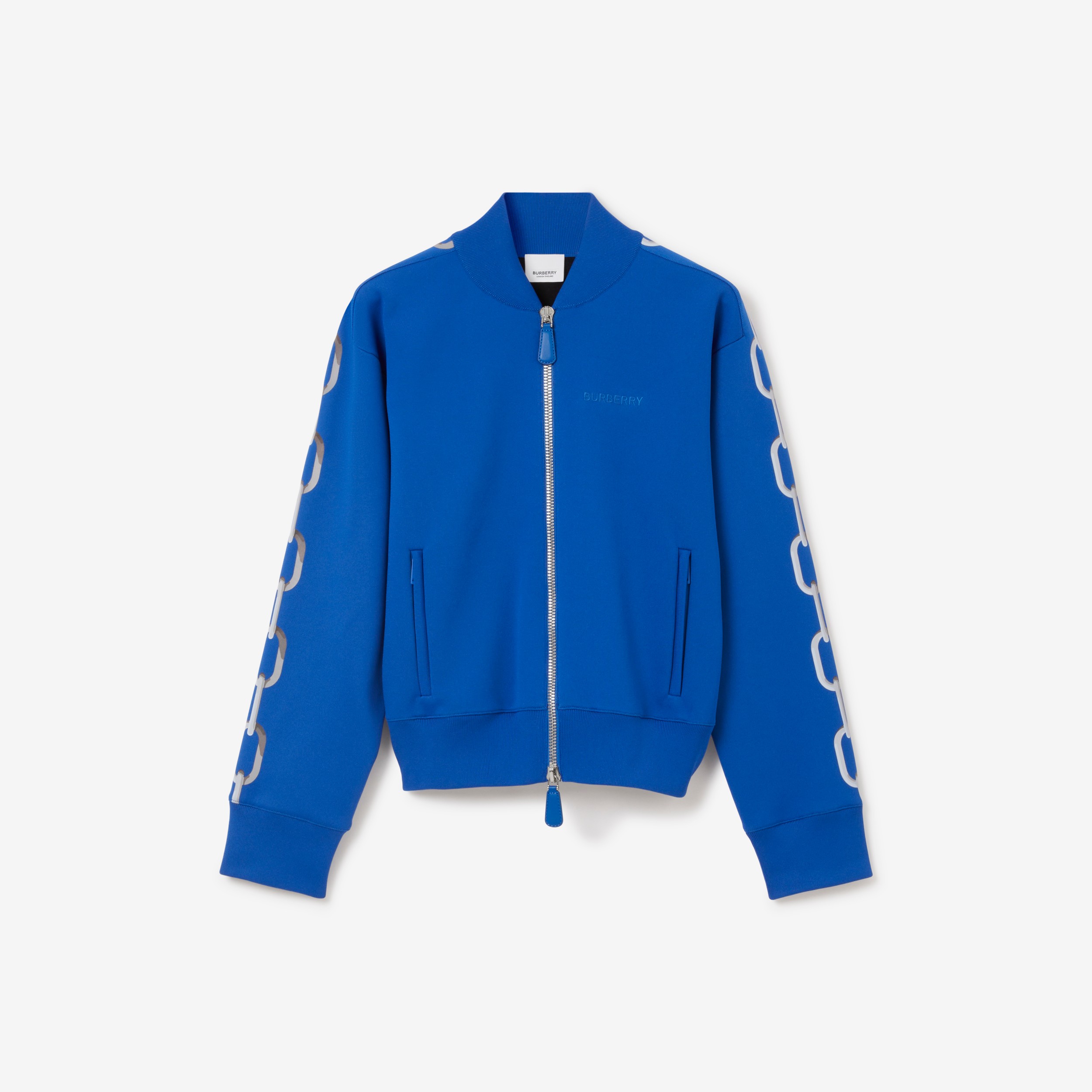 Chain Print Viscose Blend Bomber Jacket in True Cobalt - Women | Burberry® Official - 1