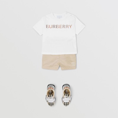 Embroidered Logo Cotton T-shirt in White - Children | Burberry® Official