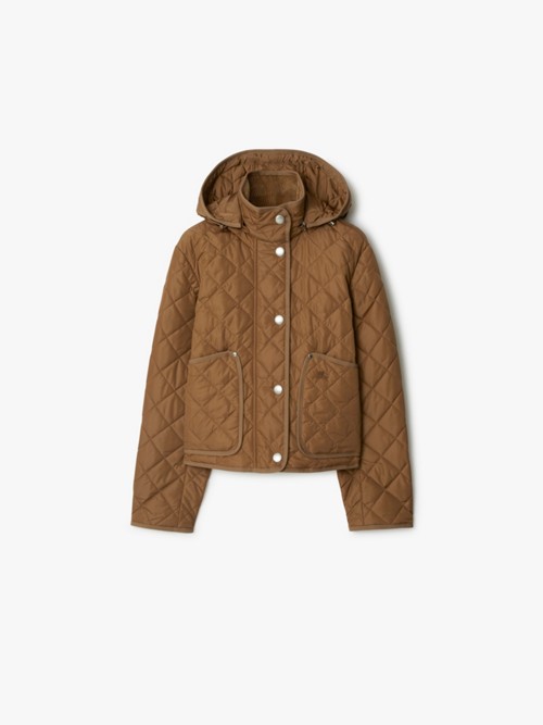 Burberry Cropped Quilted Nylon Jacket In Blue