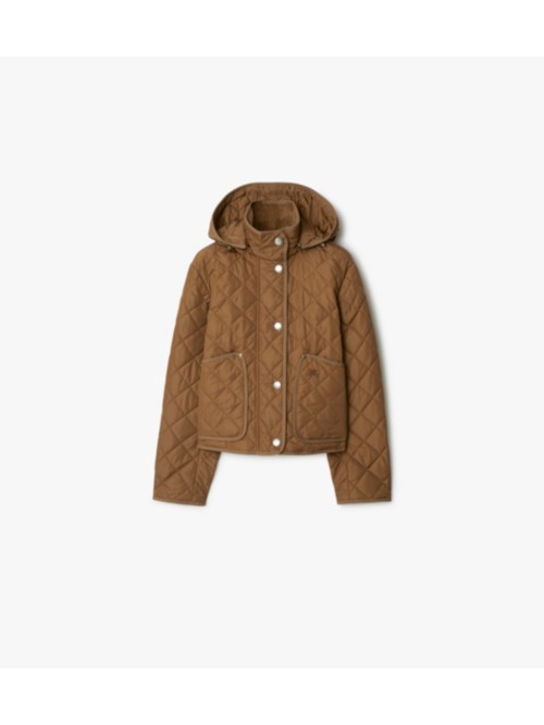 Burberry Cropped Quilted Nylon Jacket In Blue
