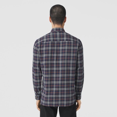 burberry navy check shirt