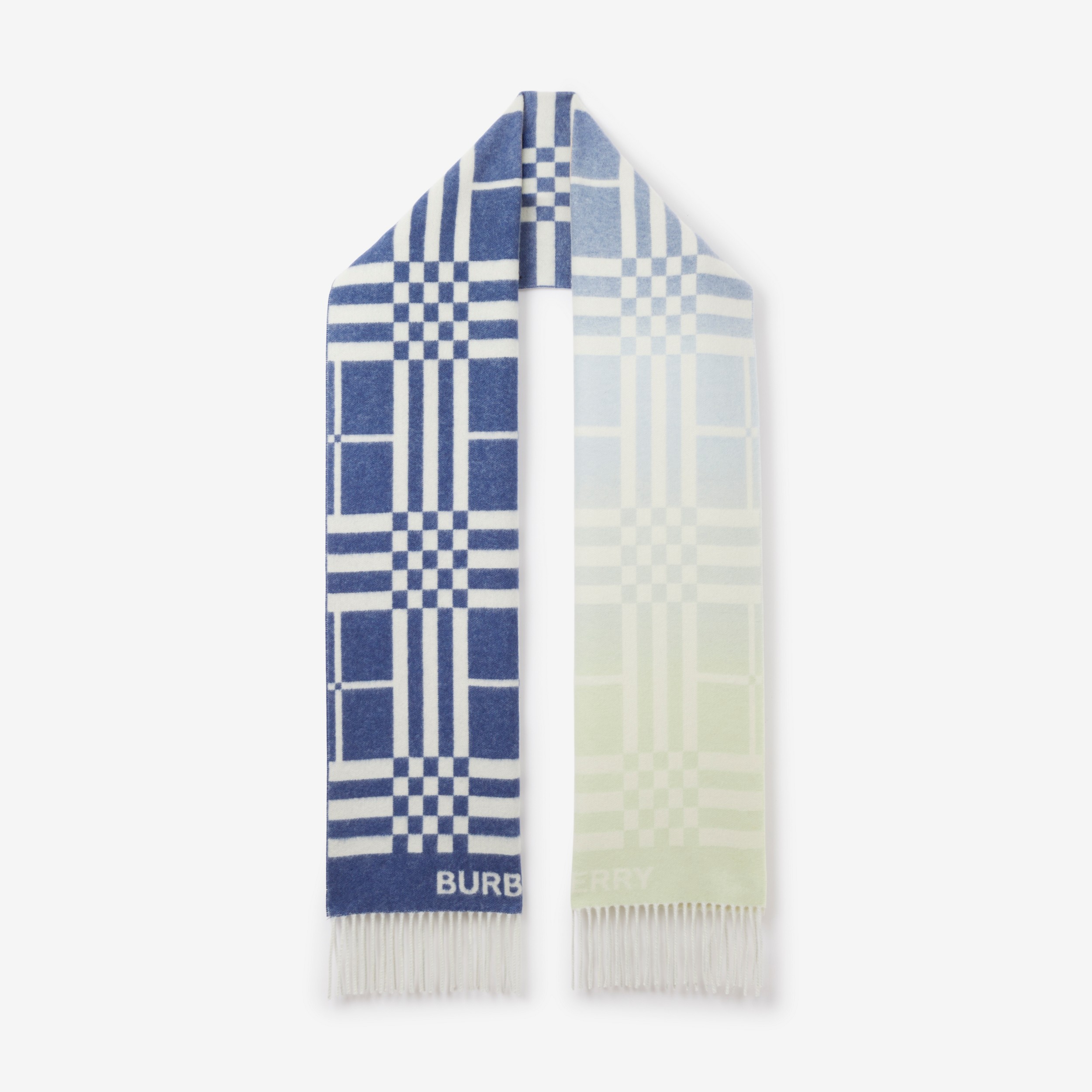 Ombré Check Cashmere Jacquard Scarf in Blue | Burberry® Official - 1