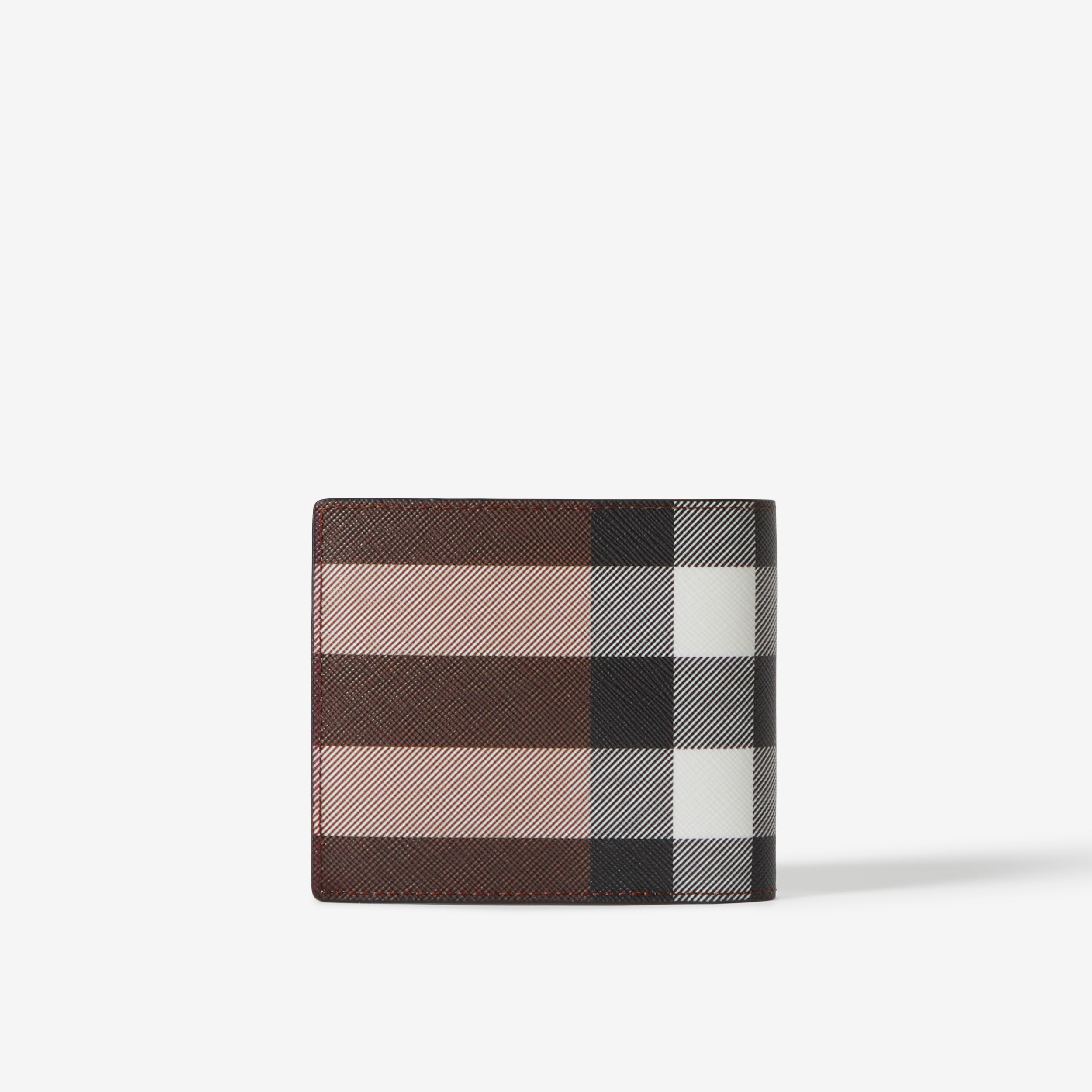 Exaggerated Check and Leather Bifold Wallet in Dark Birch Brown - Men | Burberry® Official - 3