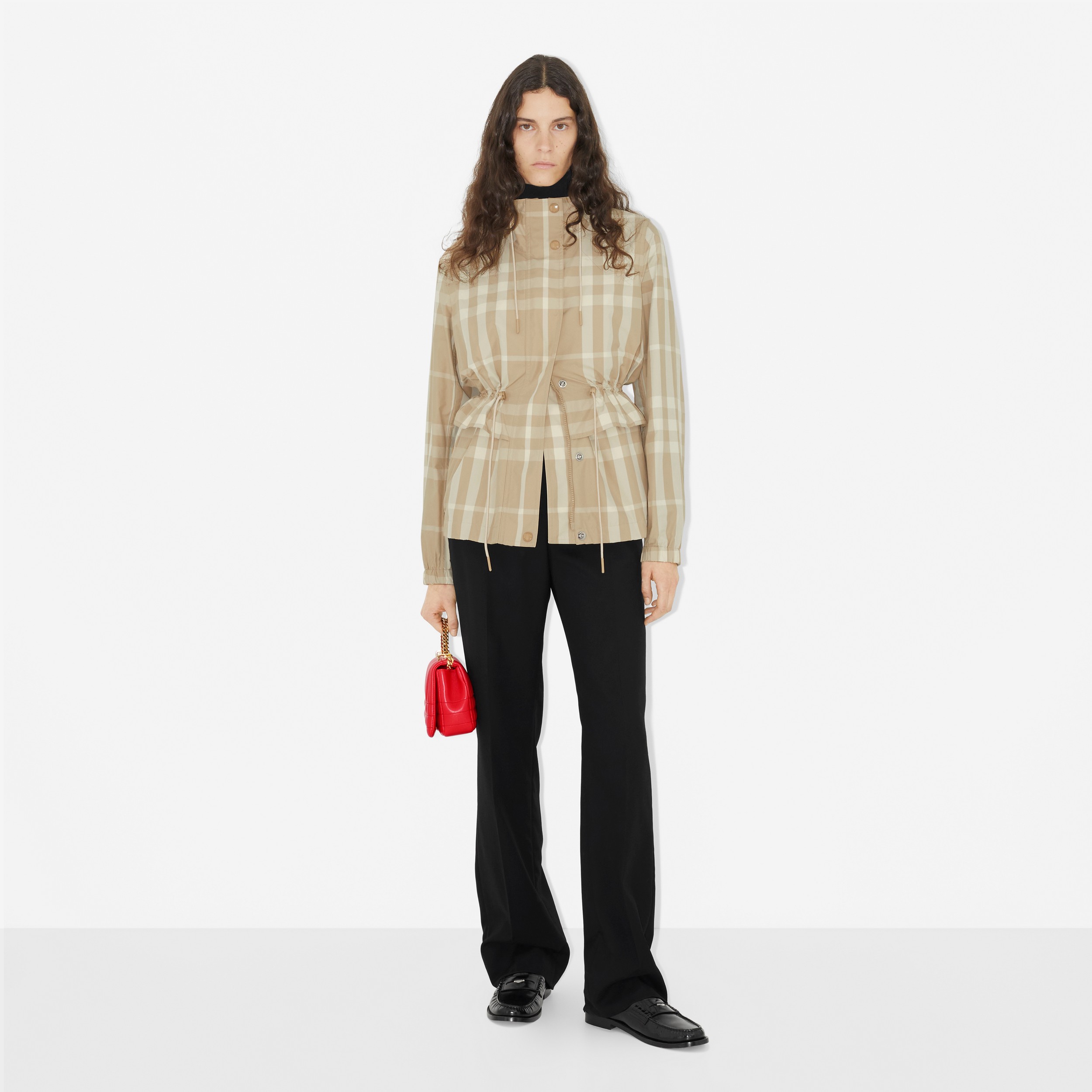 Veste à col entonnoir en nylon Check (Fauve Doux) - Femme | Site officiel Burberry® - 2