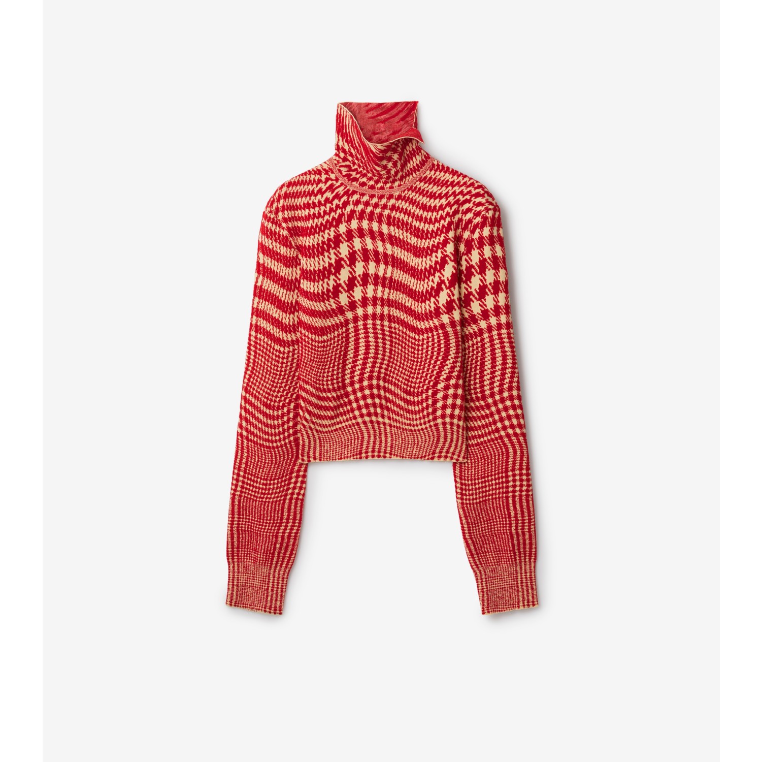 Warped Houndstooth Wool Blend Sweater in Pillar - Women, Technical |  Burberry® Official