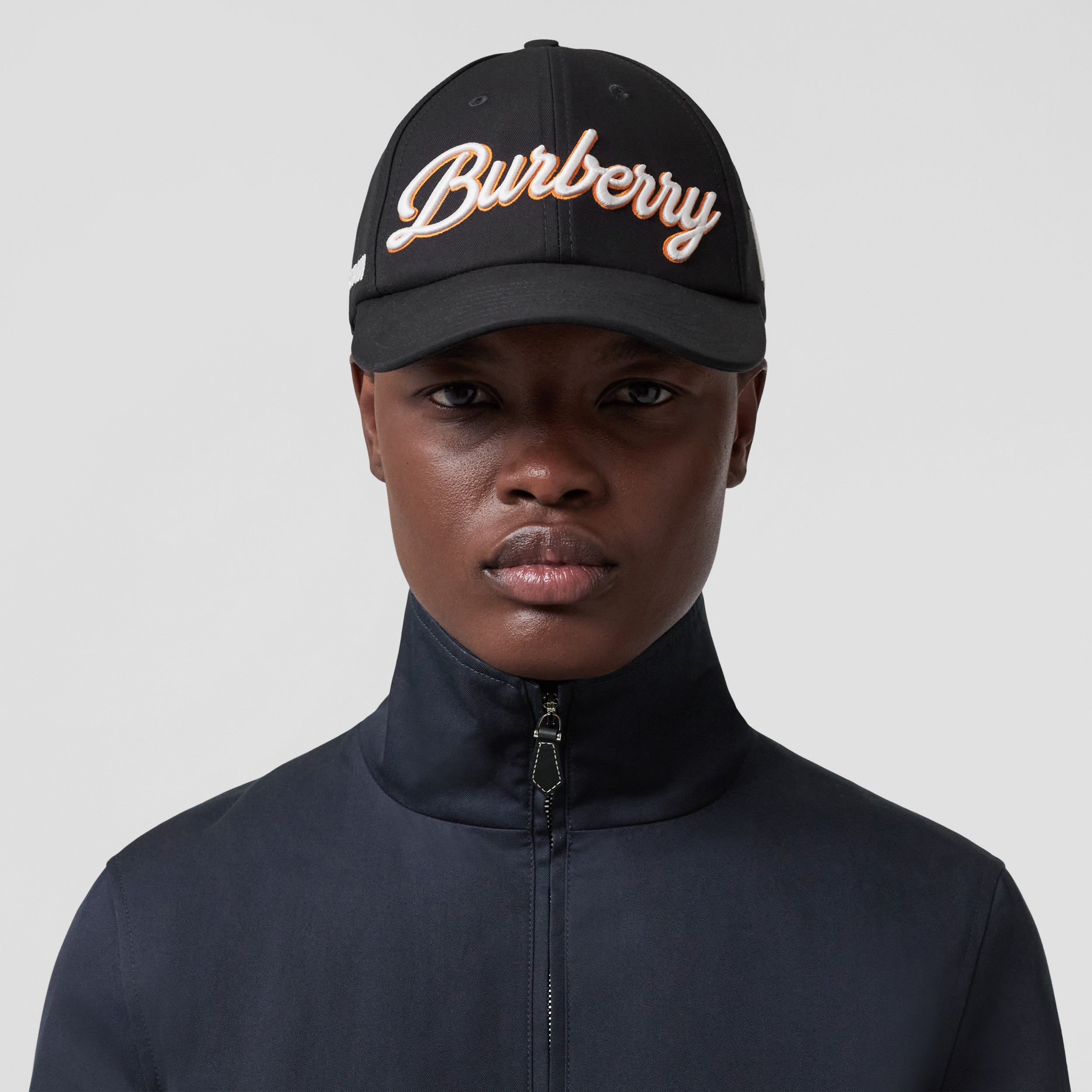 Embroidered Montage Cotton Gabardine Baseball Cap in Navy | Burberry® Official - 2