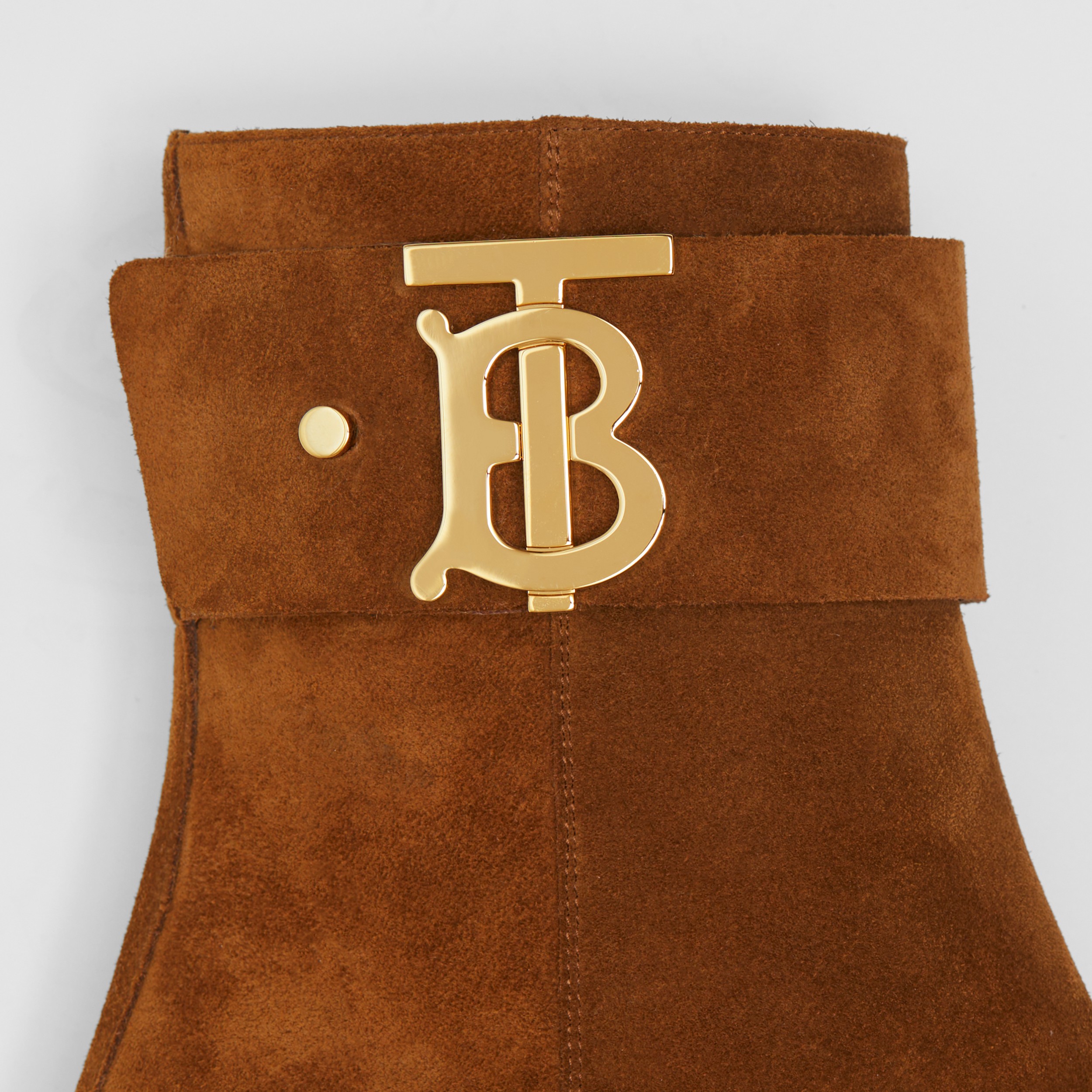 Monogram Motif Suede Block-heel Boots in Chocolate - Women | Burberry® Official - 2
