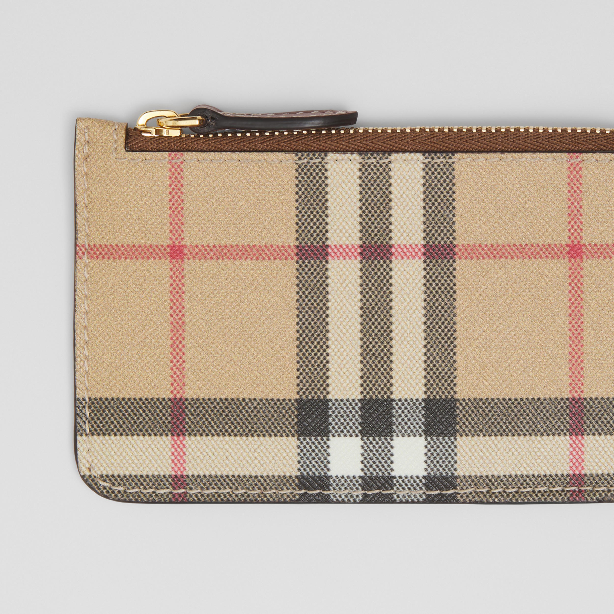 Vintage Check and Leather Zip Card Case in Tan - Women | Burberry® Official - 2