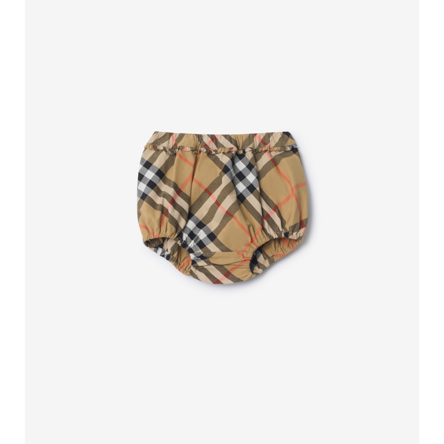 Check Cotton Dress with Bloomers in Sand beige