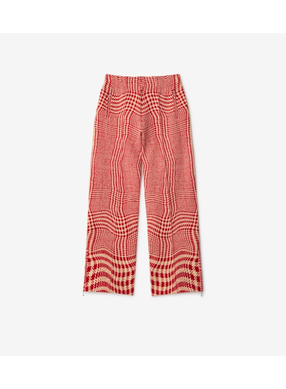 Burberry Ladies Pants Slim Bright Red Tartan Pants