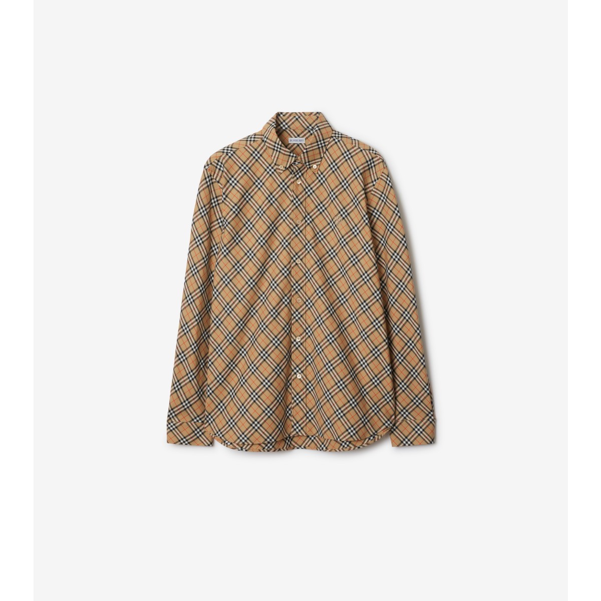 Shop Burberry Check Cotton Shirt In Sand