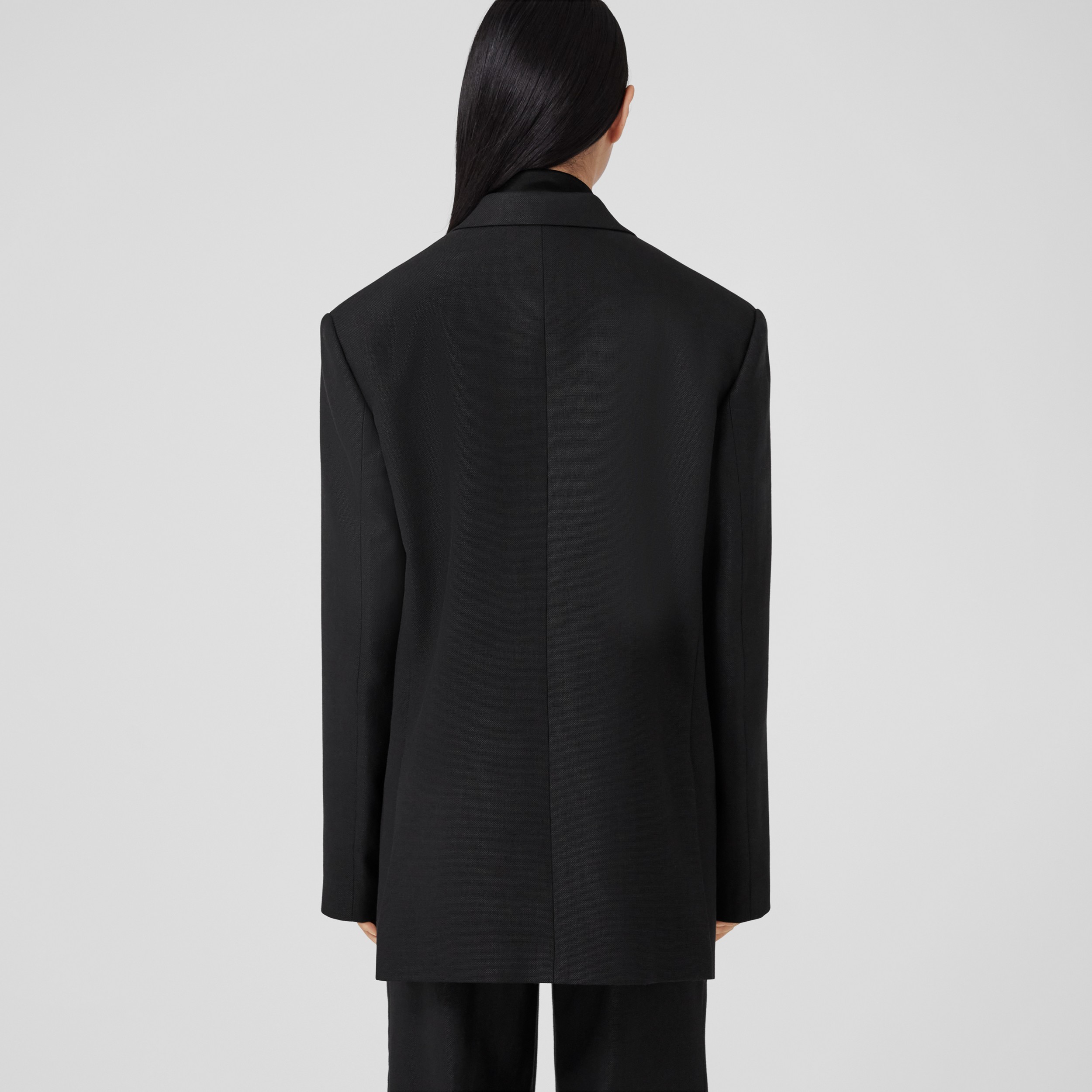 Chaqueta de vestir en lana y ramio con cadenas en los puños (Negro) - Mujer | Burberry® oficial - 3