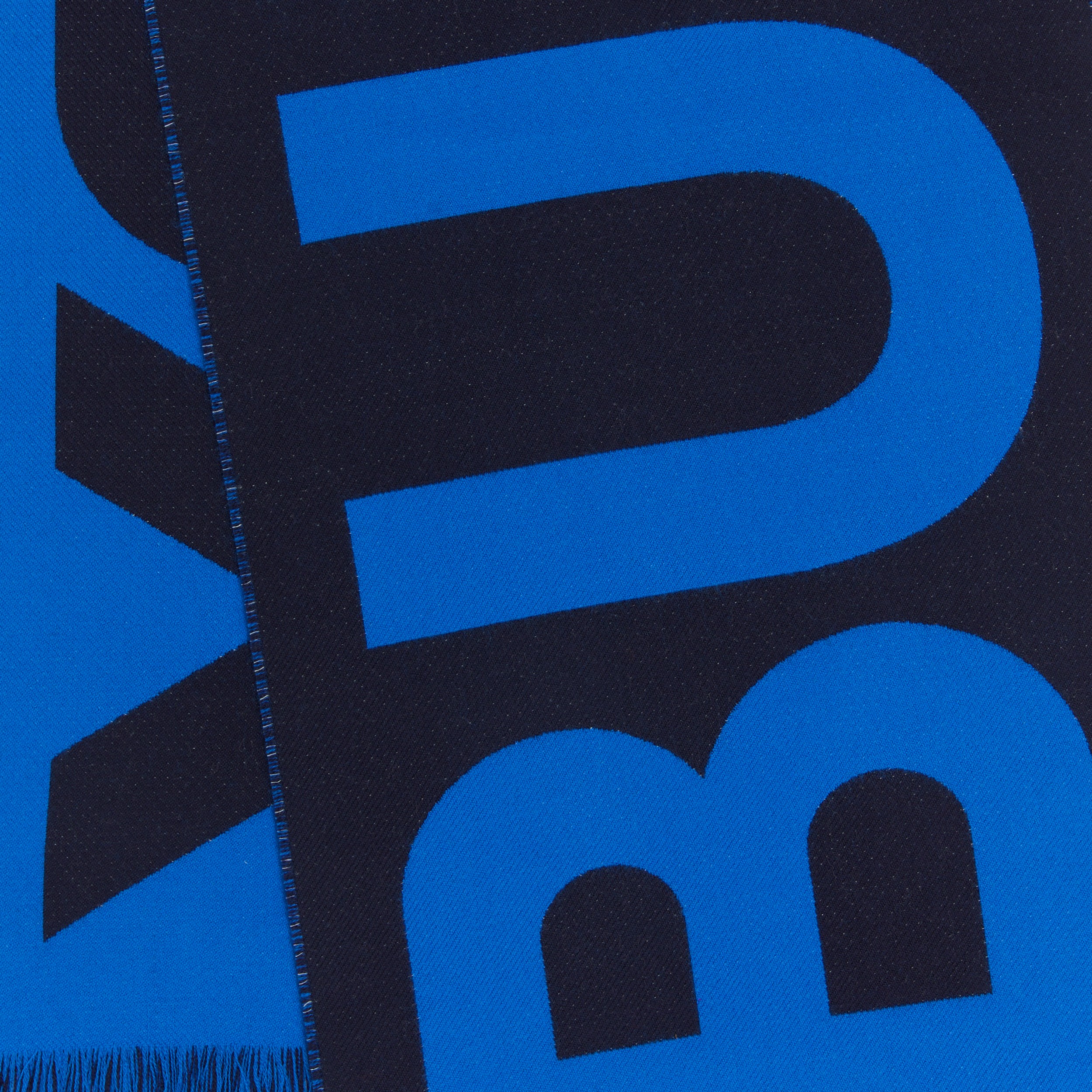 Cachecol de lã com logotipo em jacquard (Azul Grafite Escuro) | Burberry® oficial - 2