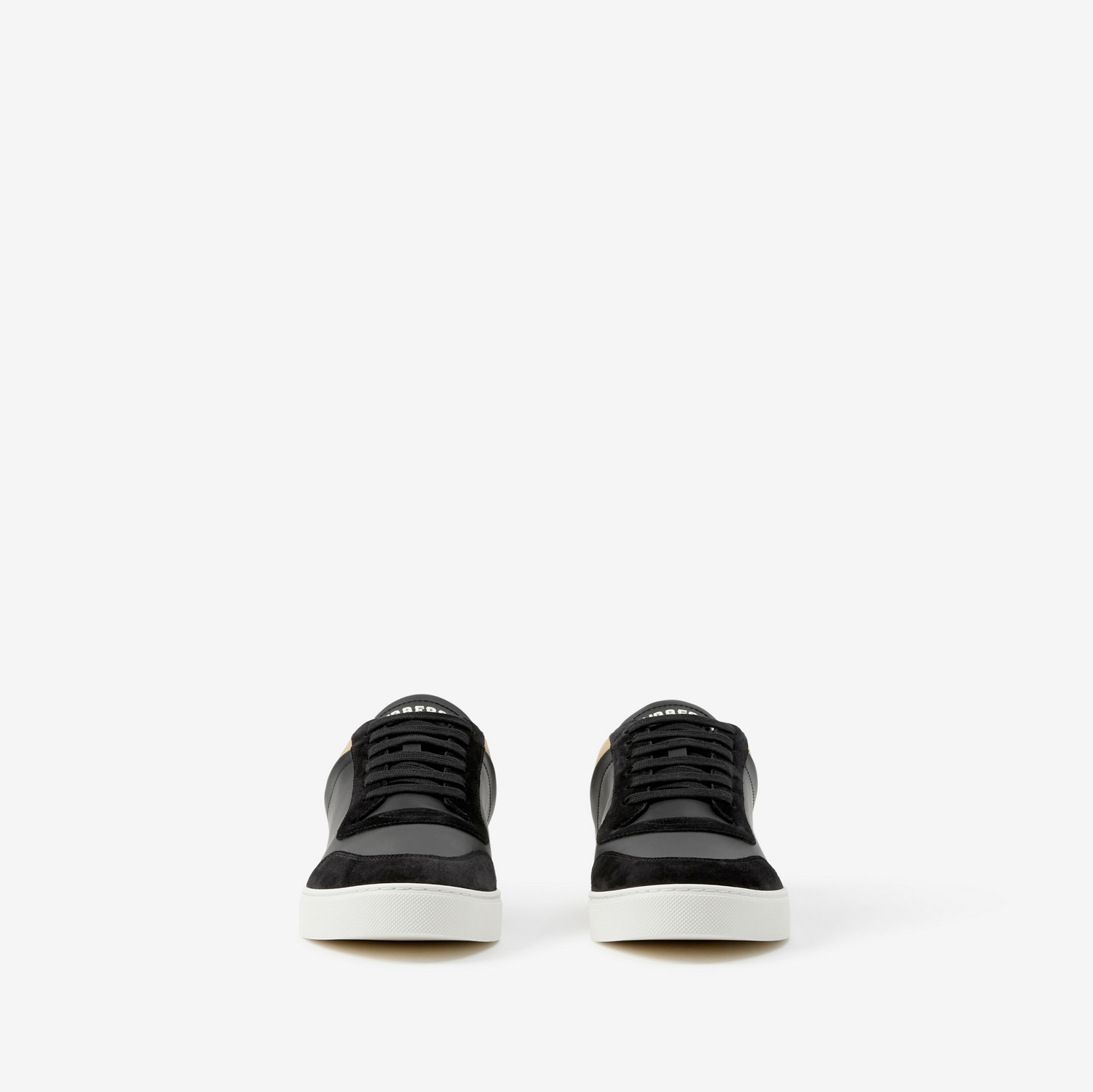 Zapatillas deportivas en piel, ante y Check (Negro/beige Vintage) - Hombre | Burberry® oficial