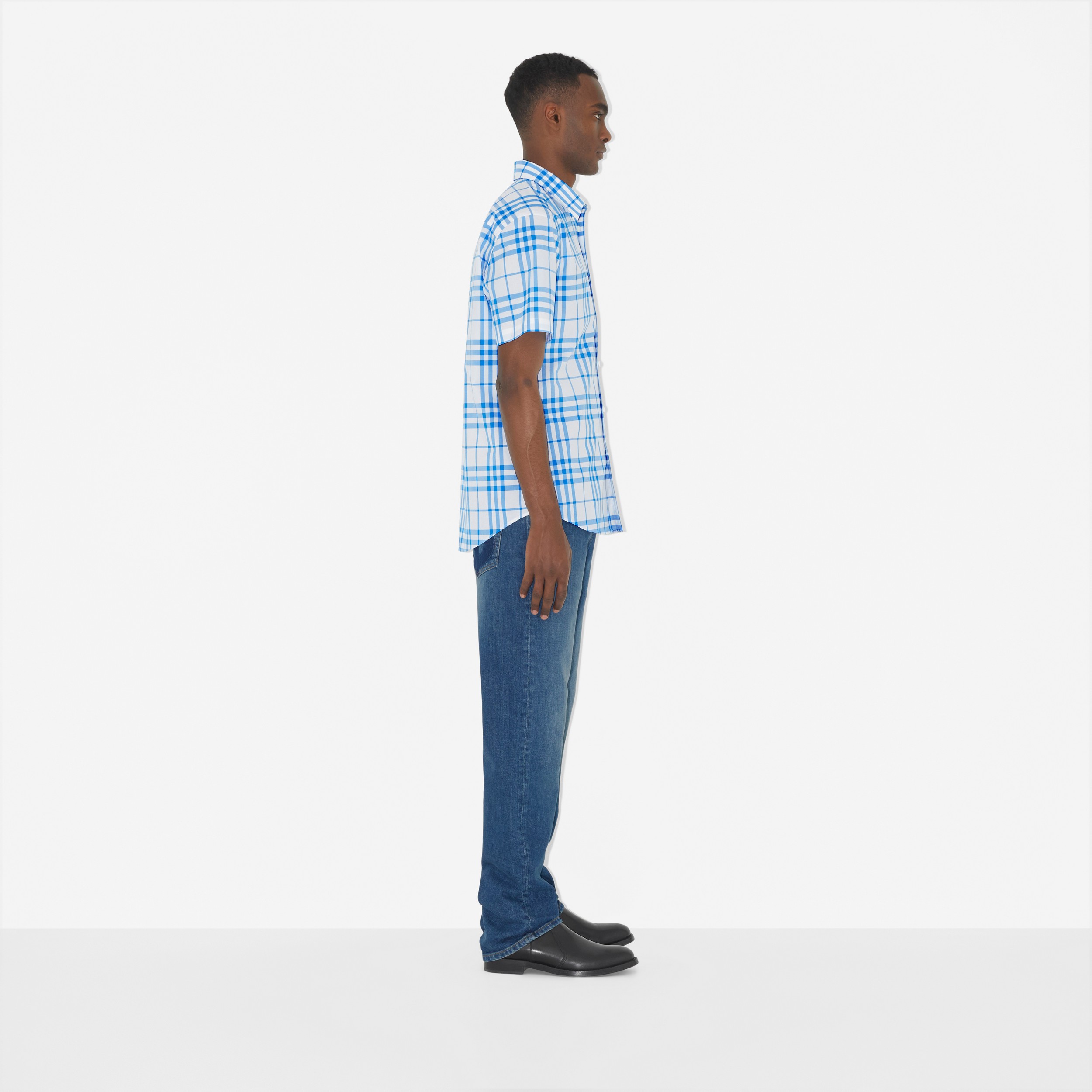 Chemise à manches courtes en coton Check (Blanc Optique) - Homme | Site officiel Burberry® - 3