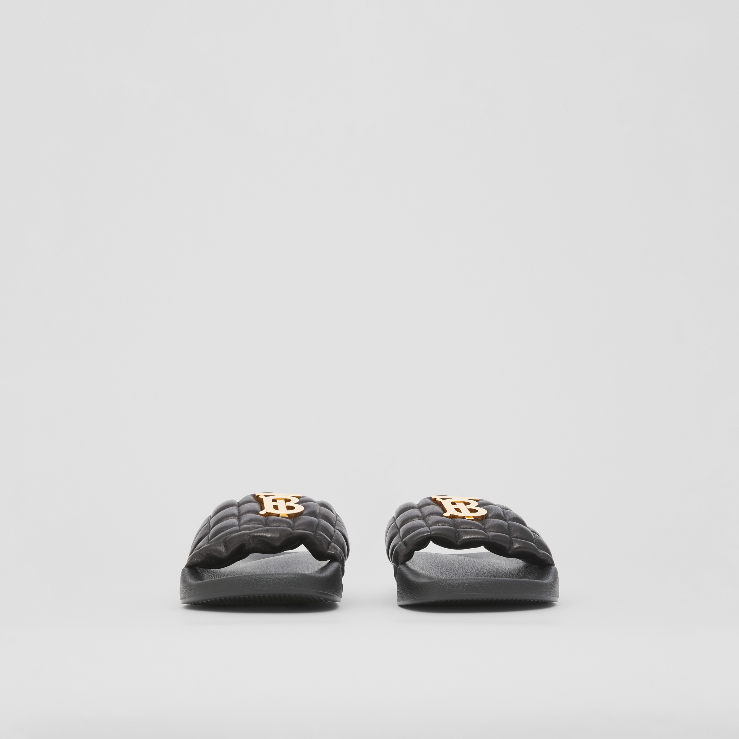 Monogram Motif Quilted Leather Slides in Black - Women | Burberry® Official - 4