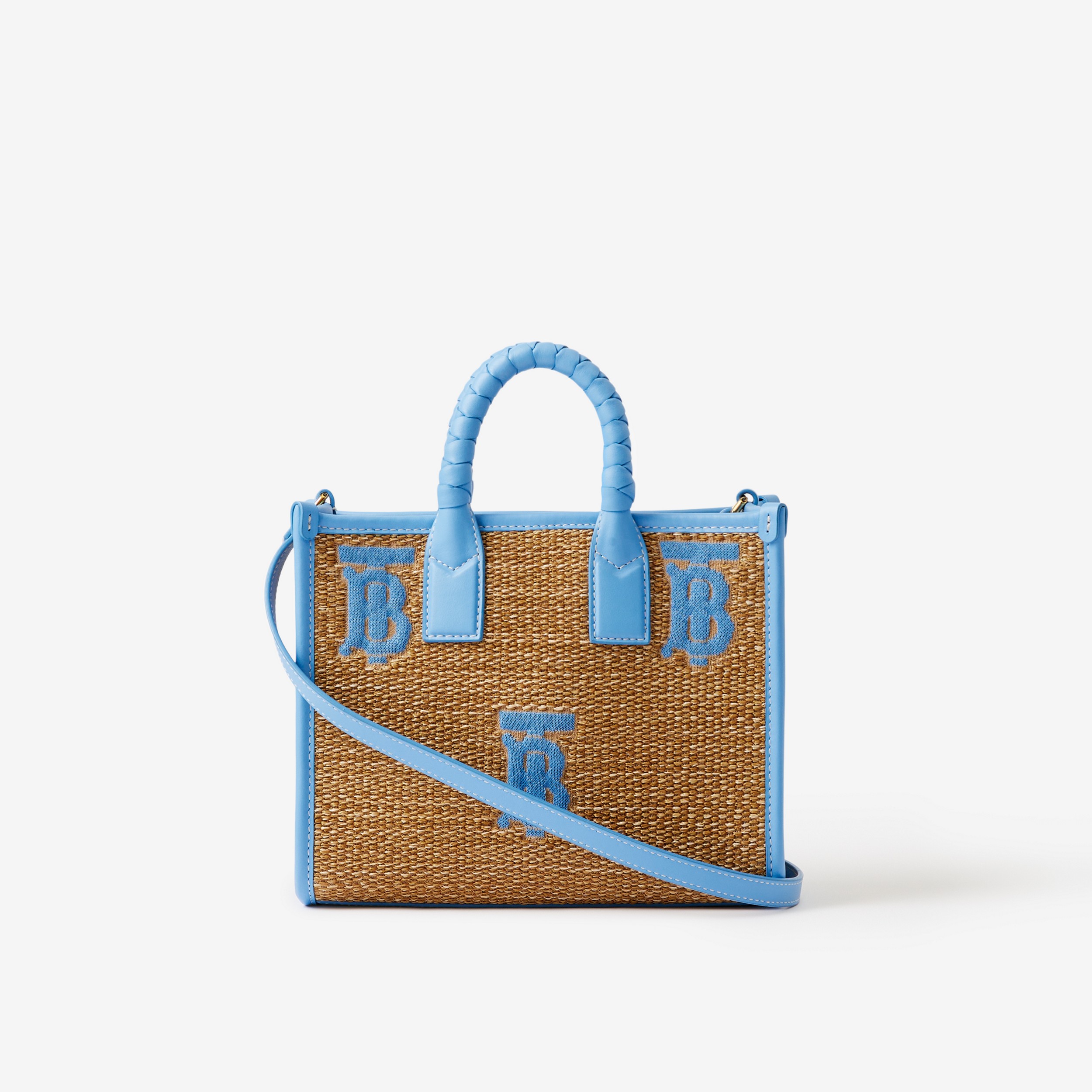 Mini Freya Tote in Natural/cool Cornflower Blue - Women | Burberry® Official - 3