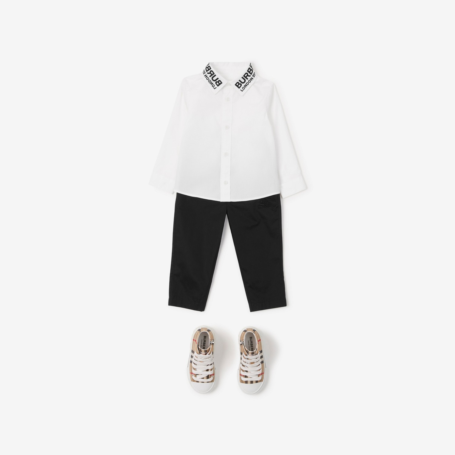 Calças chino em algodão com EKD (Preto) - Crianças | Burberry® oficial
