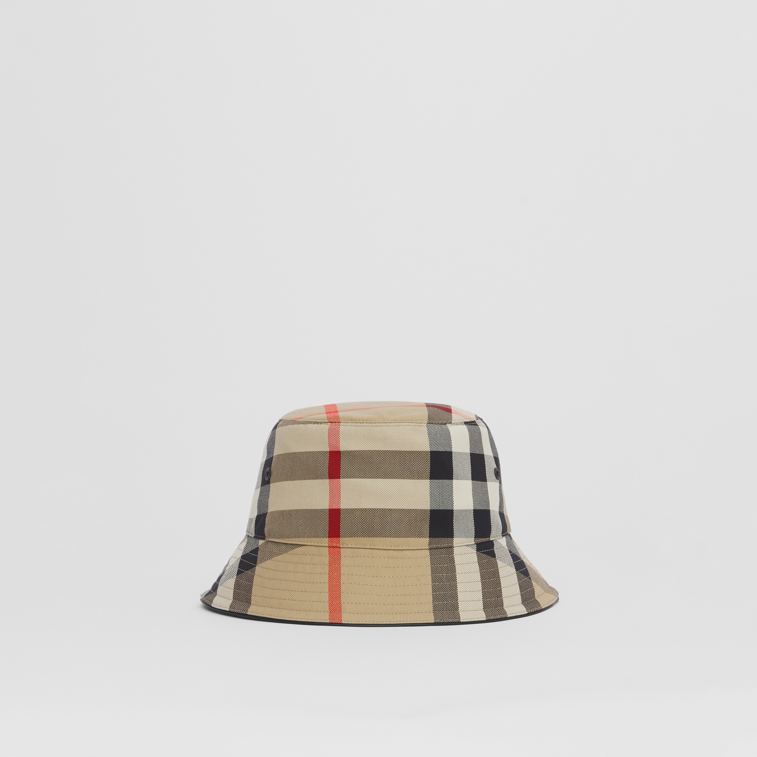 Exaggerated Check Cotton Bucket Hat in Archive Beige | Burberry® Official - 4