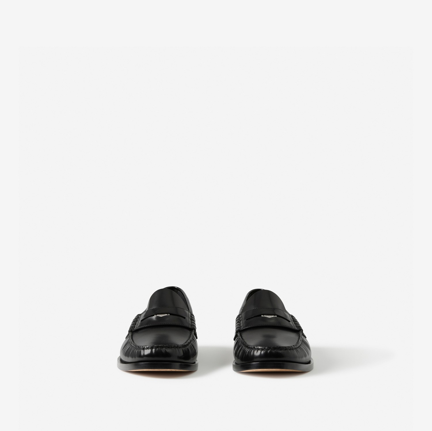 Coin Detail Leather Penny Loafers in Black - Men | Burberry® Official
